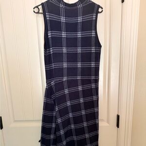 Sleeveless Navy Plaid Maxi Dress